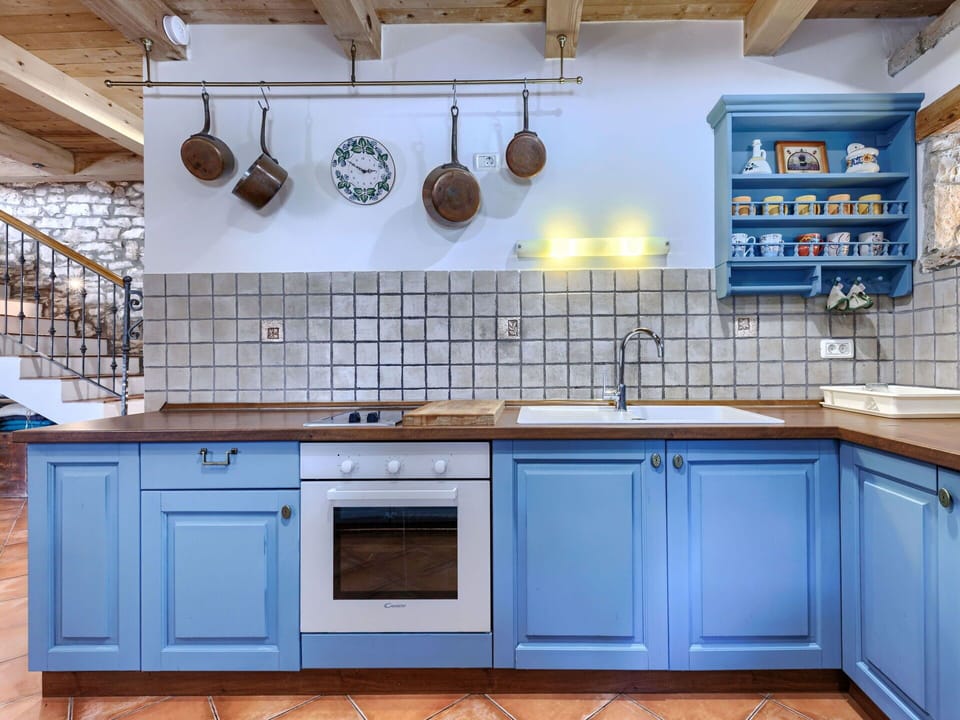 Kitchen, Interior Design, Countertop, Cabinetry, Flooring, Wood, Furniture, Kitchen Appliance, Floor, Major Appliance