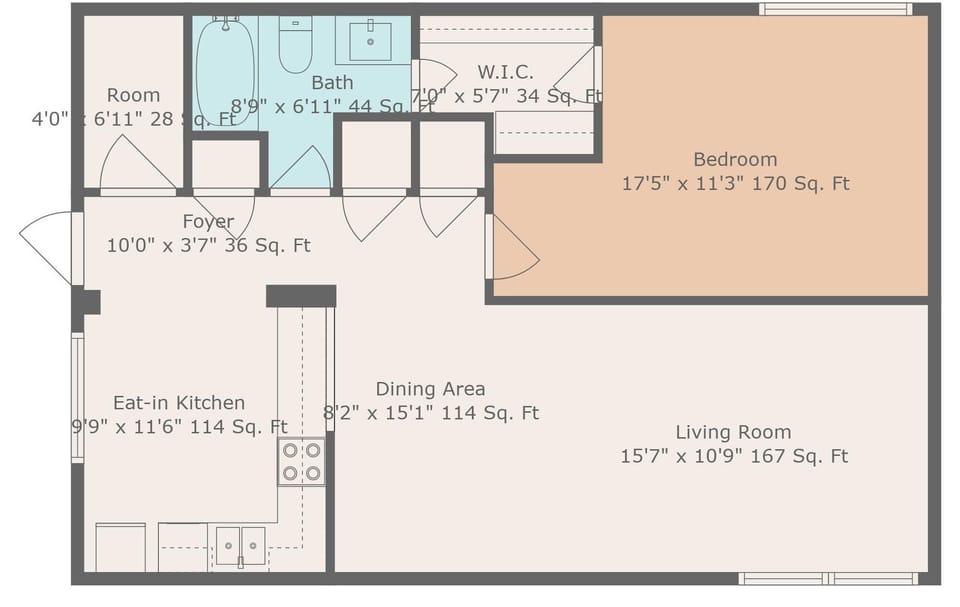 Condo, 1 Queen Bed with Sofa bed (Chateau by the Sea 34B) | Floor plan