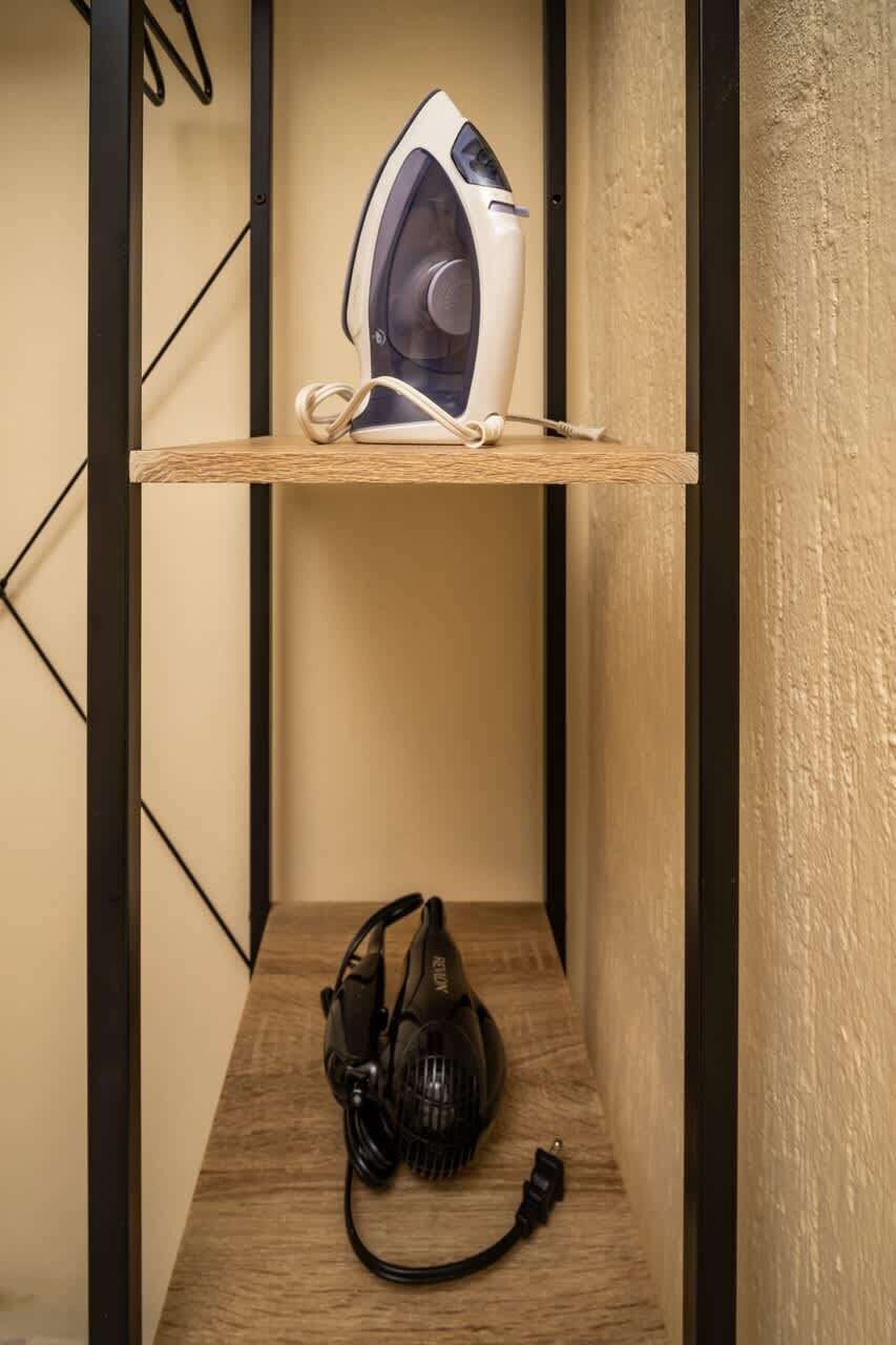 Iron and Hair-Dyer, yopu alsow have a small iron board,