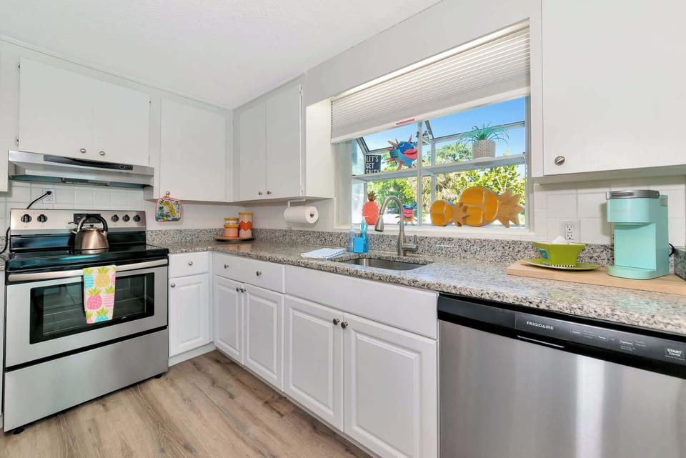 Clean, modern kitchen with plenty of space to cook and gather