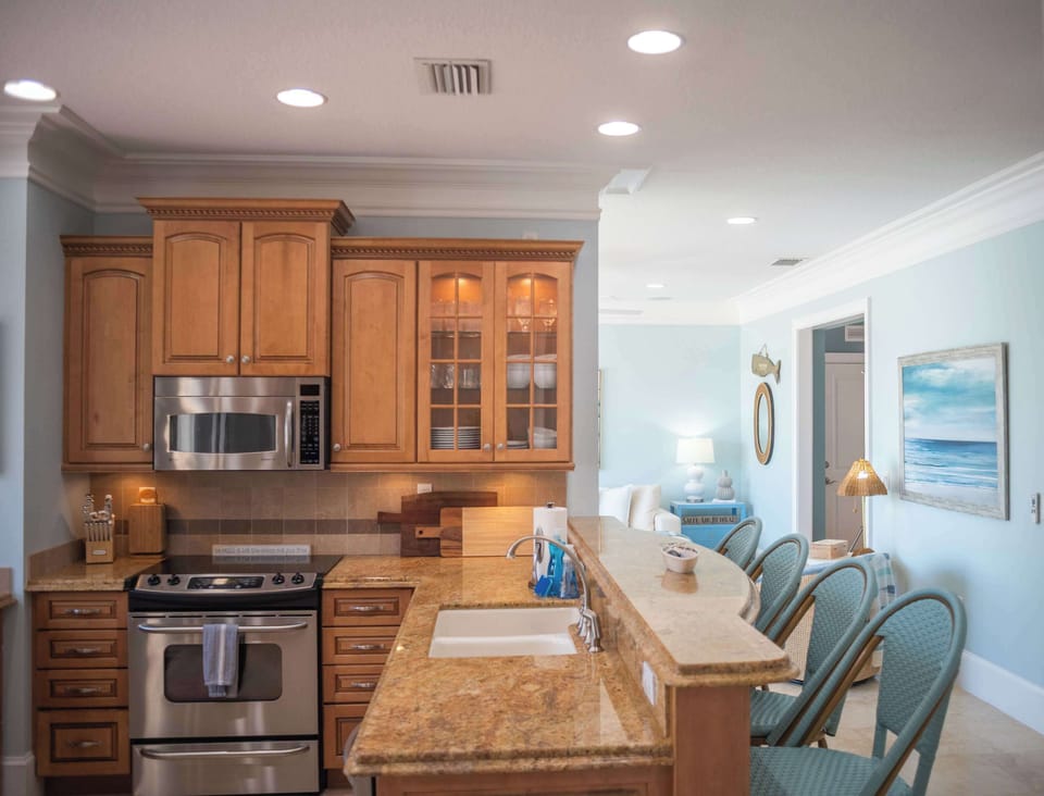 Fully equipped kitchen with modern appliances