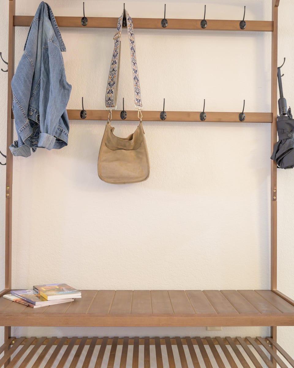 Hall tree to remove your shoes and hang your stuff.