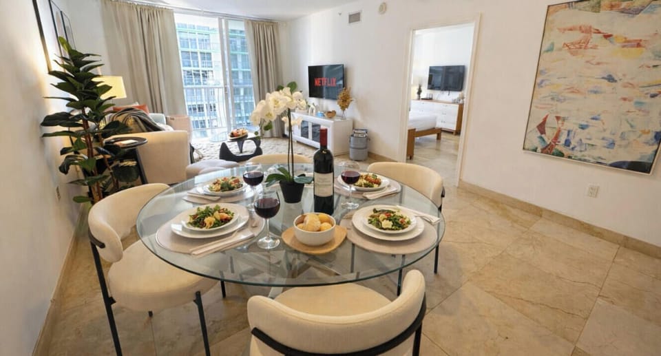 Spacious dining and living area perfect for relaxing or entertaining.