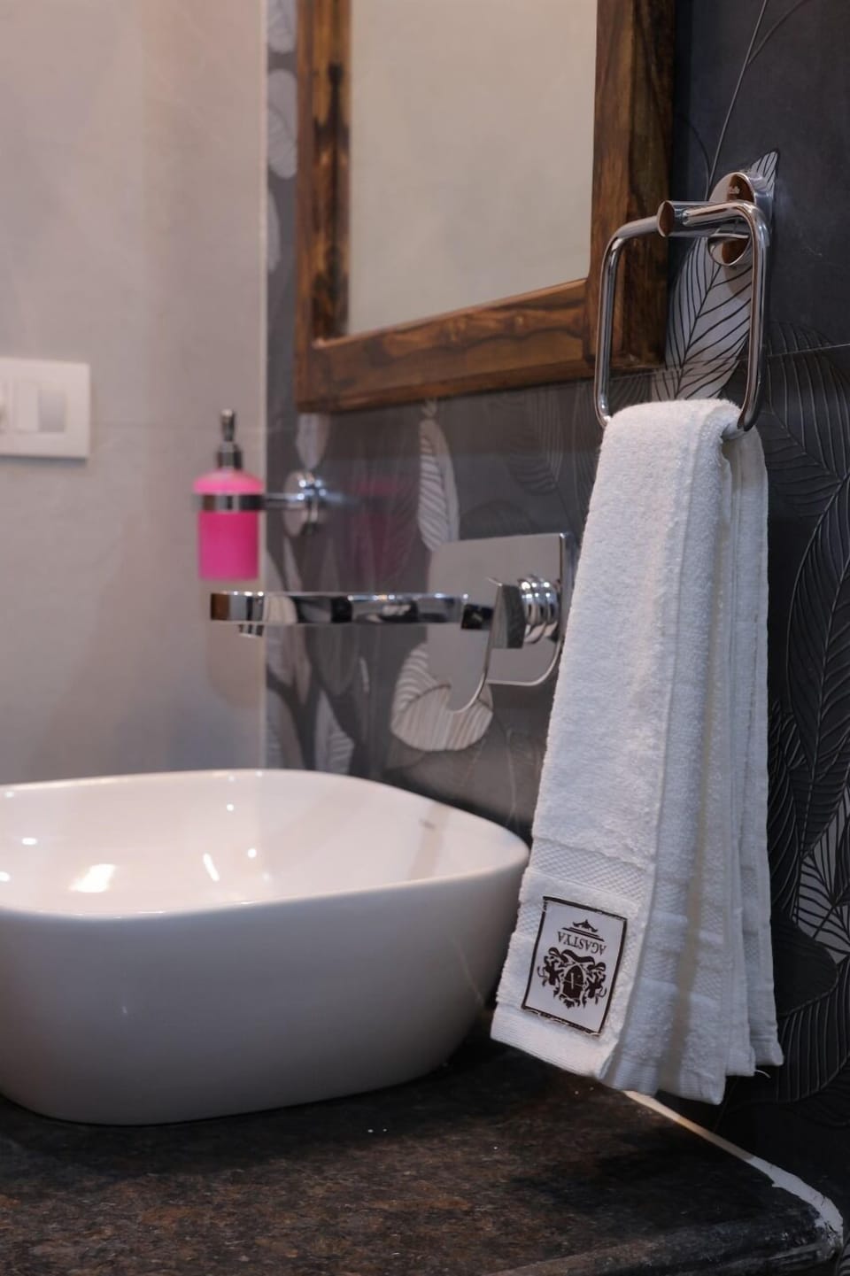 Shower, hair dryer, slippers, towels