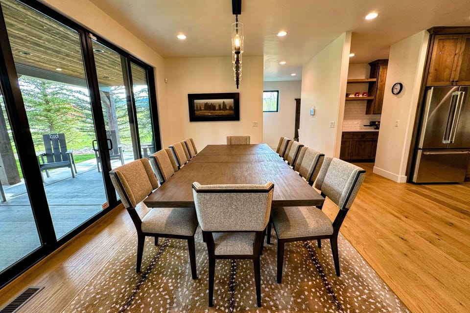 Gather around the dining table for food, conversation, and fun.
