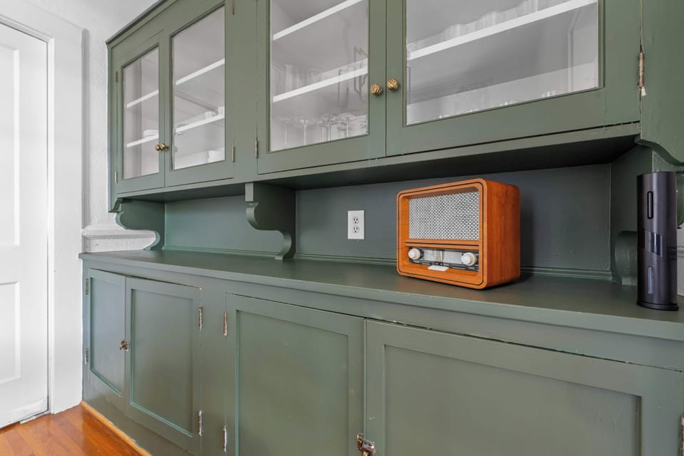 "Neatly organized with glassware — elegance for easy access and stylish storage."