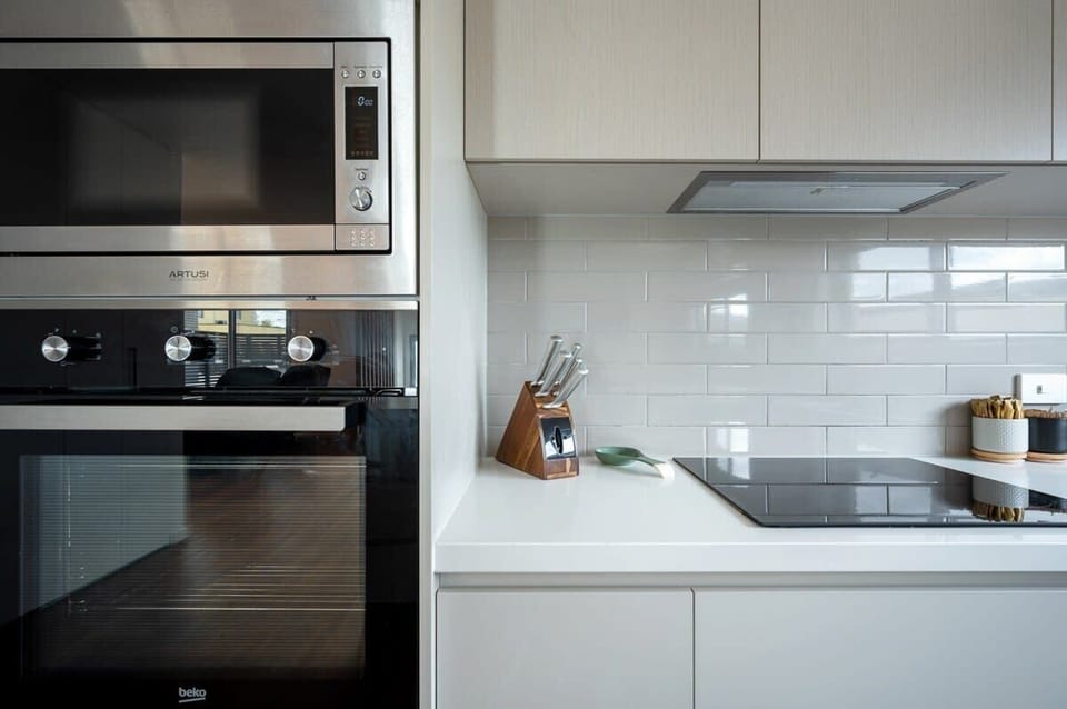 Modern, oven, hot plates and microwave