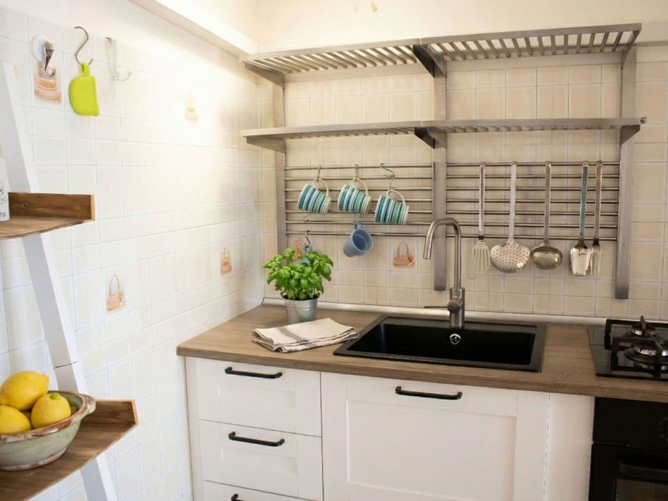 Kitchen, Countertop, Furniture, Kitchen Appliance, Cabinetry, Interior Design, Shelf, Shelving, Home