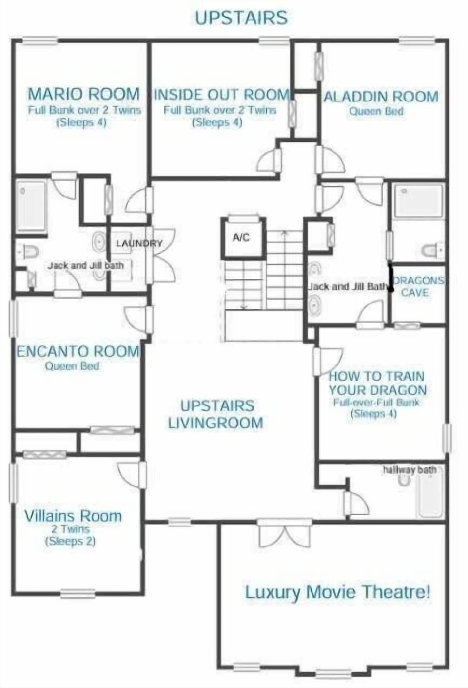 TPVH Properties have well thought out room configurations, allowing for families to sleep close by, while offering everyone a bit of privacy!