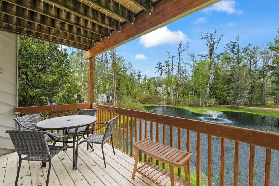 deck overlooking the pond