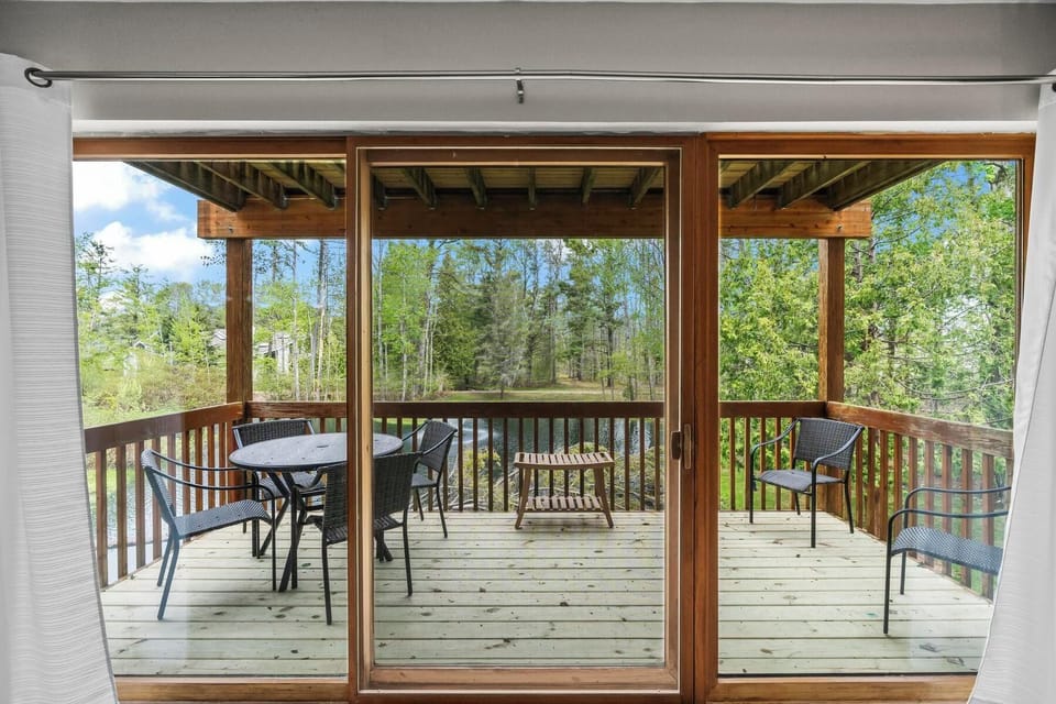 deck overlooking the pond