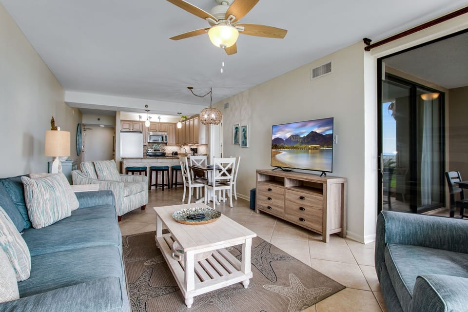 Wind down with a movie on the large flat-screen TV
