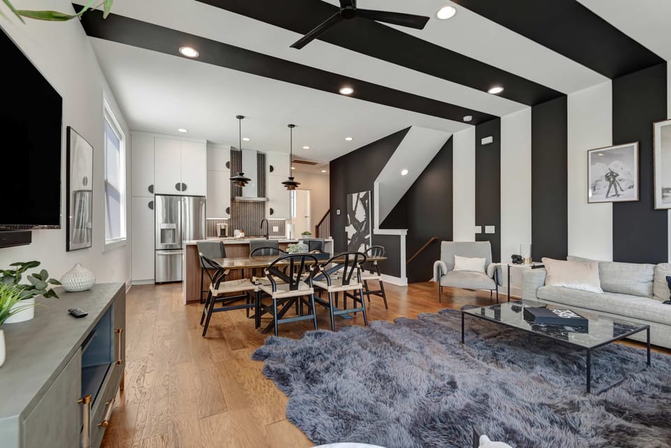 *The open concept living room and kitchen with dining table ensure that everyone can participate in the fun! 
The home offers plenty of space to spread out and settle in.