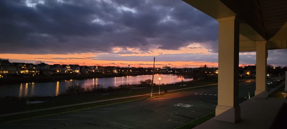 sunsets over Silver Lake from balcony