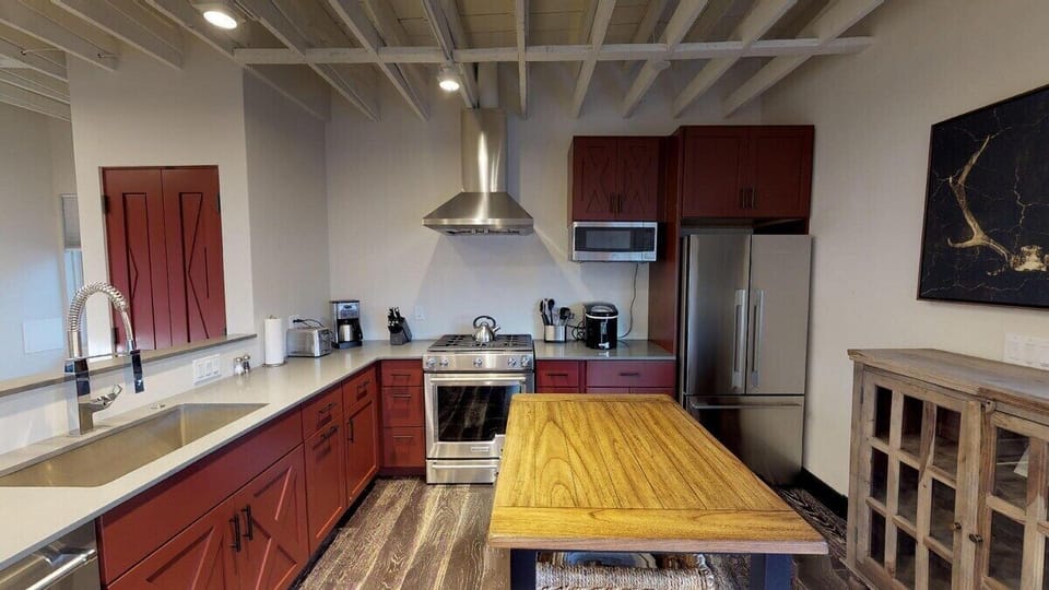 Wooden island with storage space