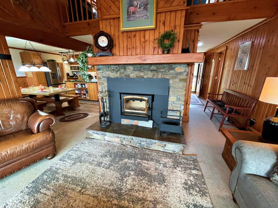 Warm up on cool evenings next to the fireplace