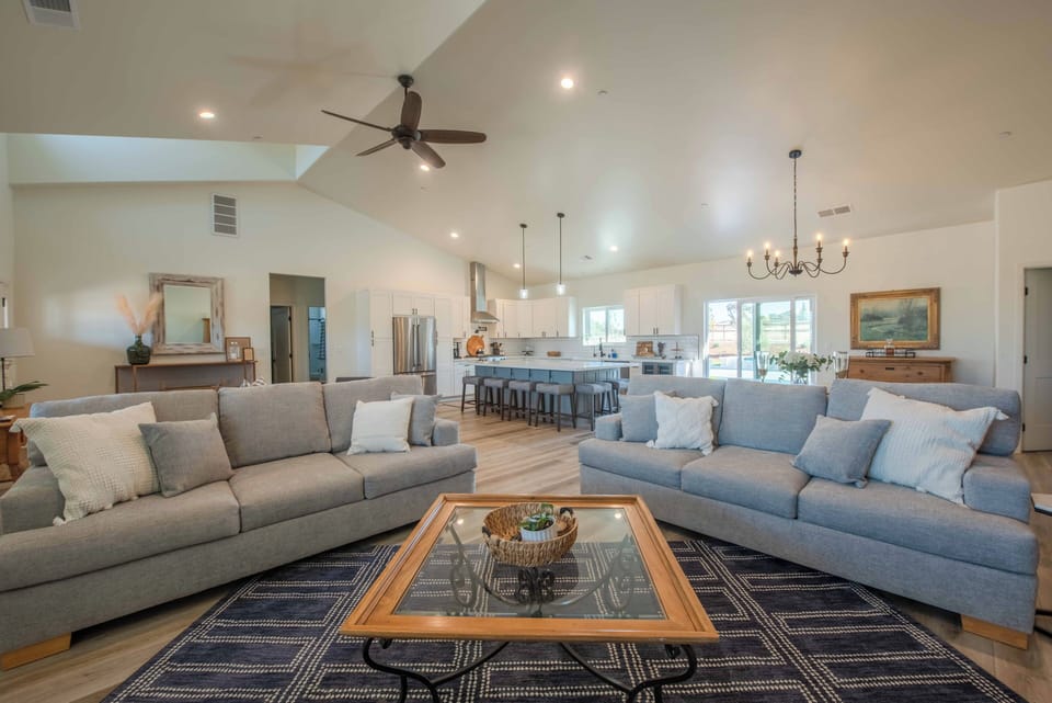 House, Multiple Beds, Pool Access, Pool View (Memory M'Acres) | Living area | Fireplace