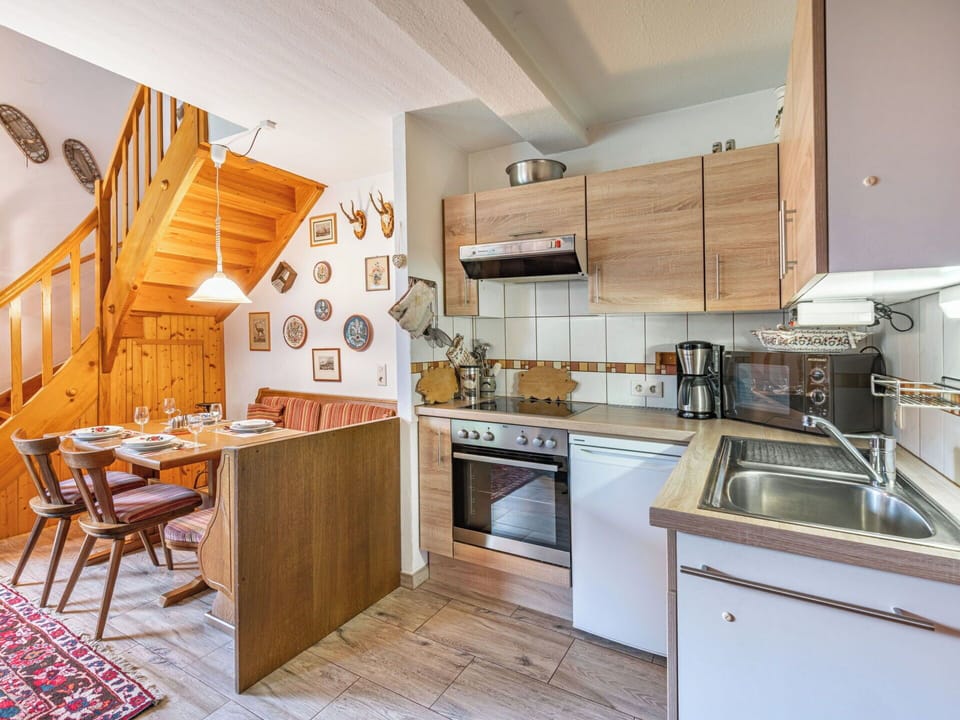 Furniture, Wood, Interior Design, Flooring, Floor, Cabinetry, Kitchen, Home, Room, Hardwood