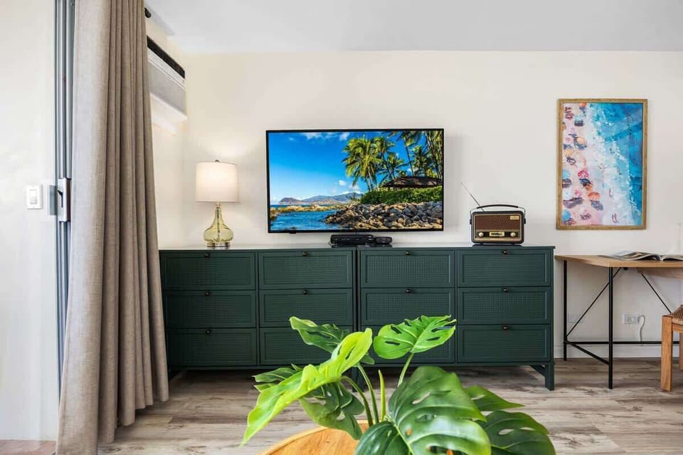 A perfect way to relax in the unit is to watch a good show on this 54" Smart TV!