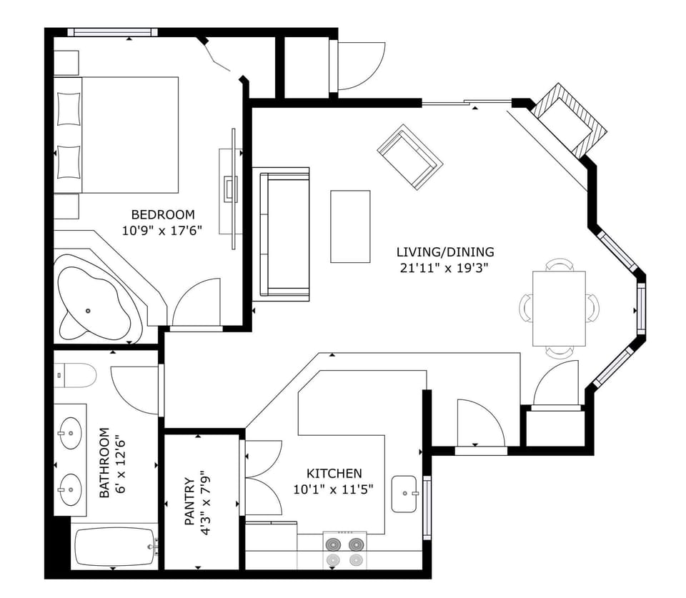 Condo, 1 Bedroom | Floor plan