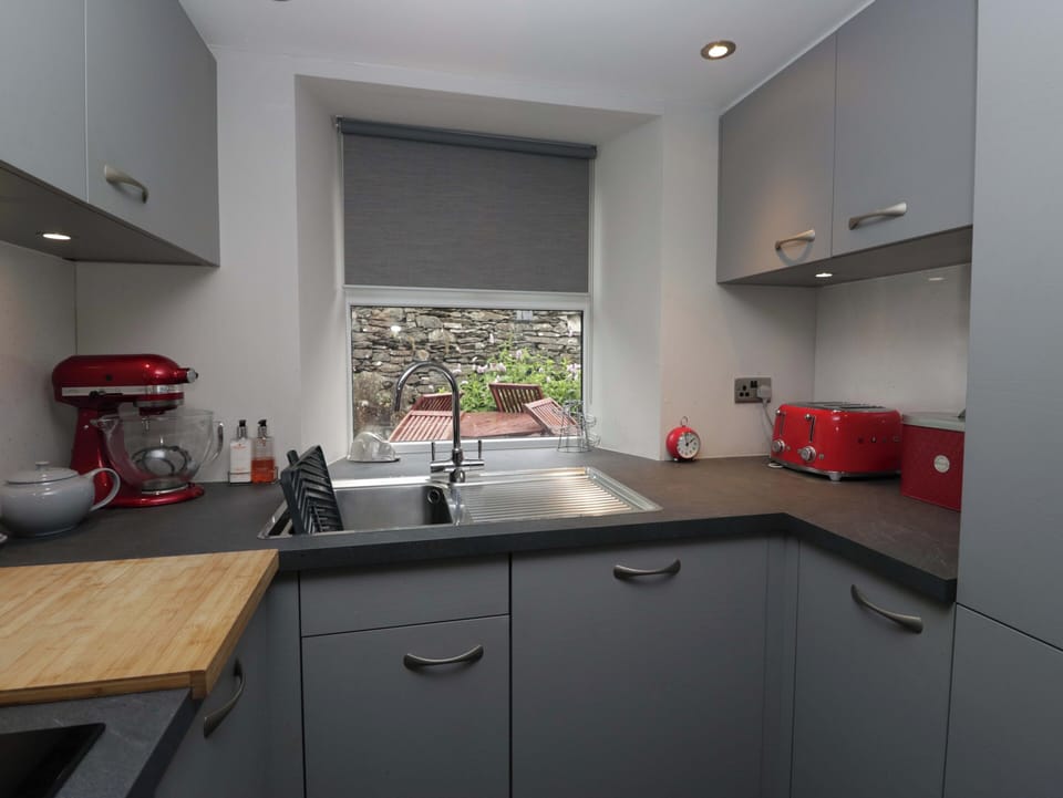 Fridge, toaster, cookware/dishes/utensils