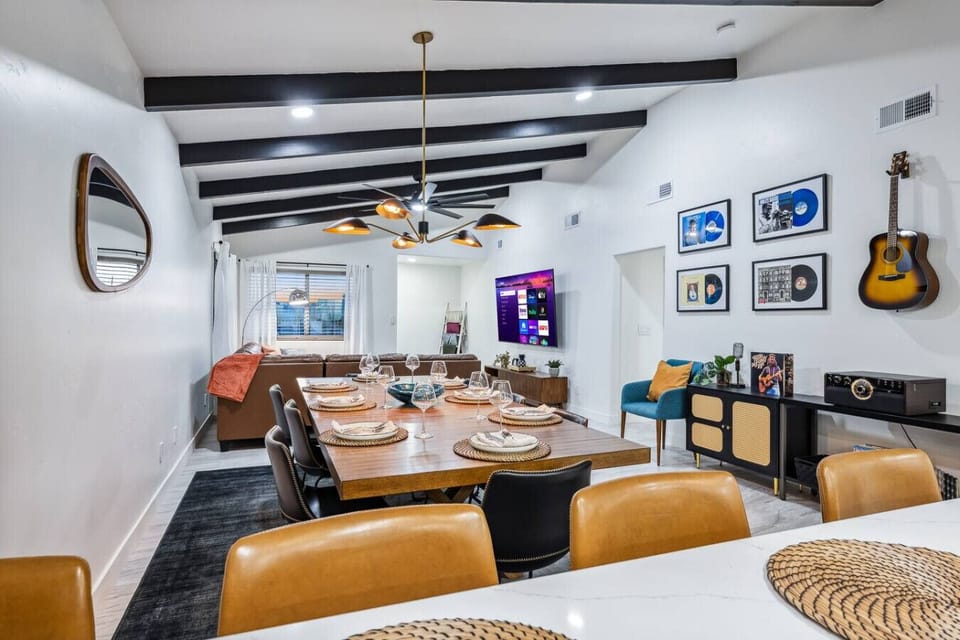 Perfect for family meals or group gatherings, offering a spacious table and a comfortable seating arrangement