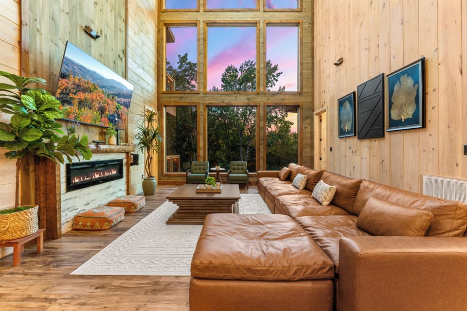 Large family living room opens to kitchen 