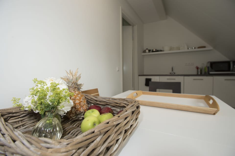 Fridge, microwave, stovetop, espresso maker