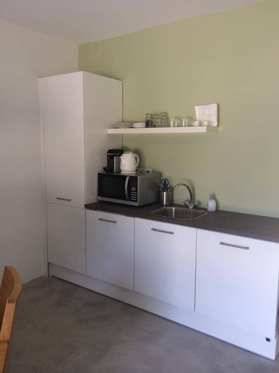Apartment, Garden View | Private kitchen | Fridge, microwave, stovetop, espresso maker