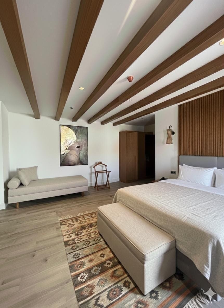 Frette Italian sheets, premium bedding, minibar, laptop workspace