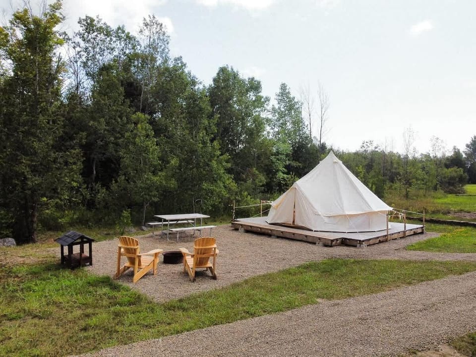 Muzkoka Chairs and Picnic Table for guests in Fox's Den
