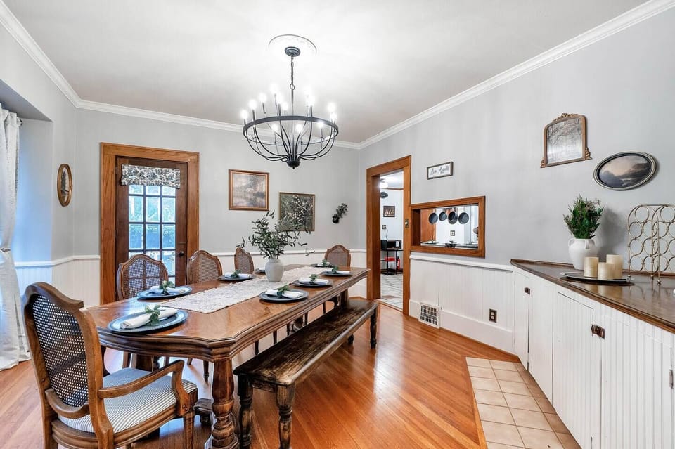 Large Dining Room with Beautiful Decor and