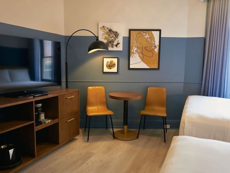 Settle in with a movie night and a relaxed bistro table.