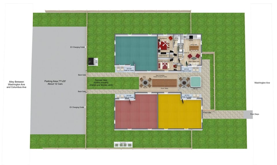 {Layout} 2213A is second home on your left as you enter from the parking area