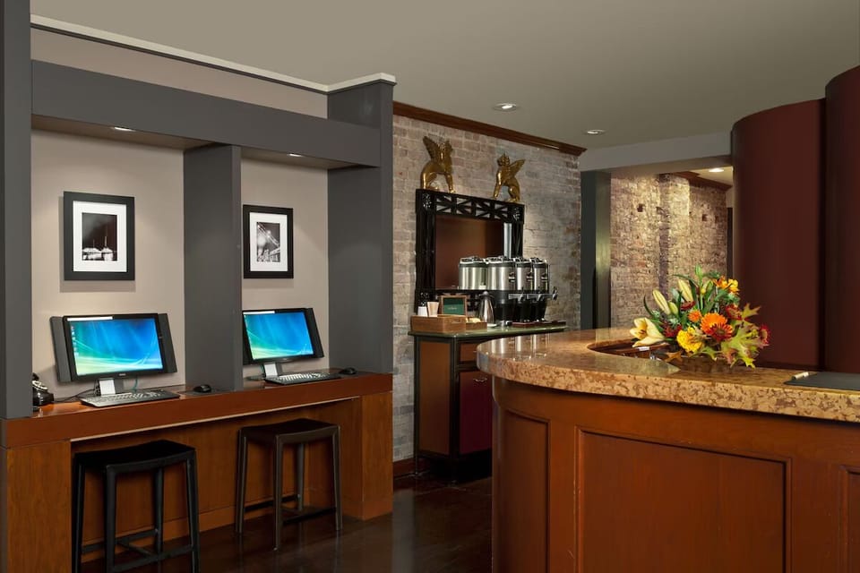 Catch up on emails and coffee in the convenient lobby nook.
