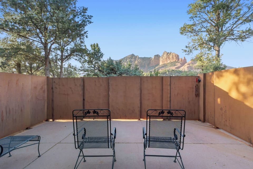 Patio to enjoy coffee and view.