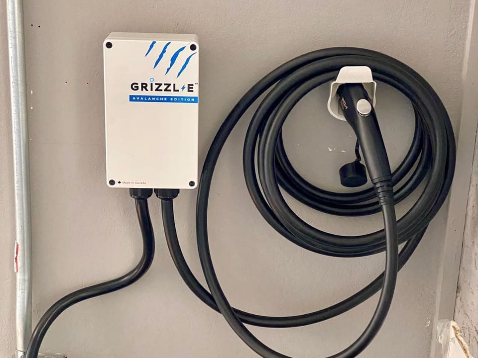 Private EV Car charger in garage. Level 2