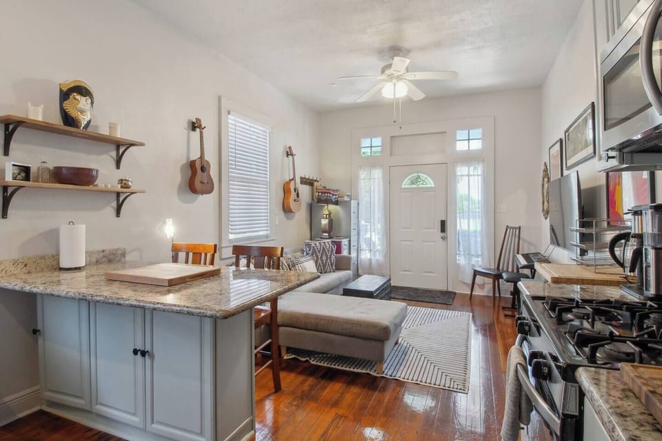 Not pictured: New comfy royal blue sofa! Enjoy games or a meal indoors with cool A/C comfort