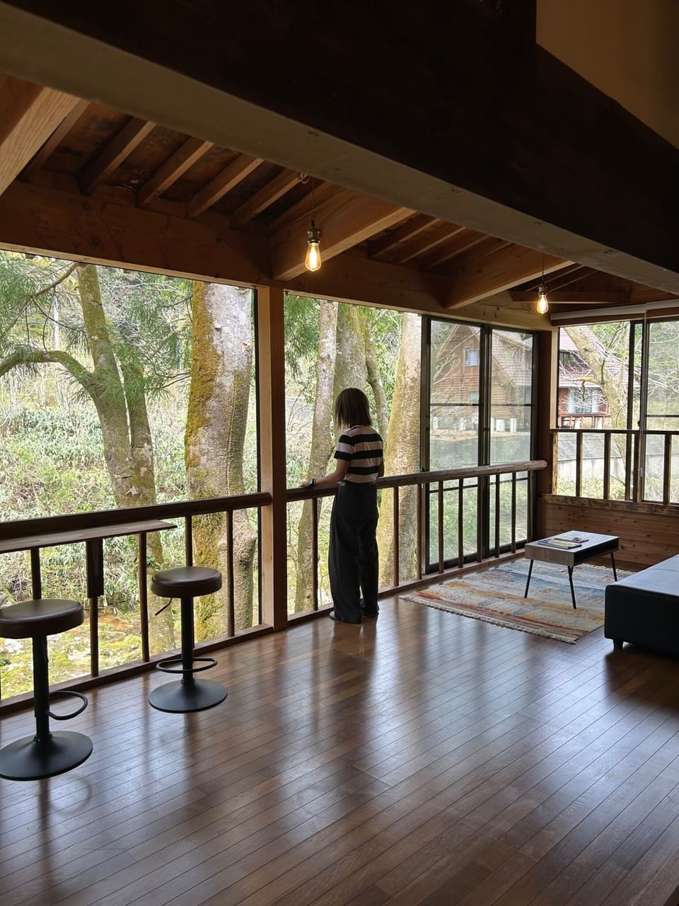 Enjoy the view of the river from the large windows and feel the nature. The sound of the river, the birds singing, the pleasant breeze.