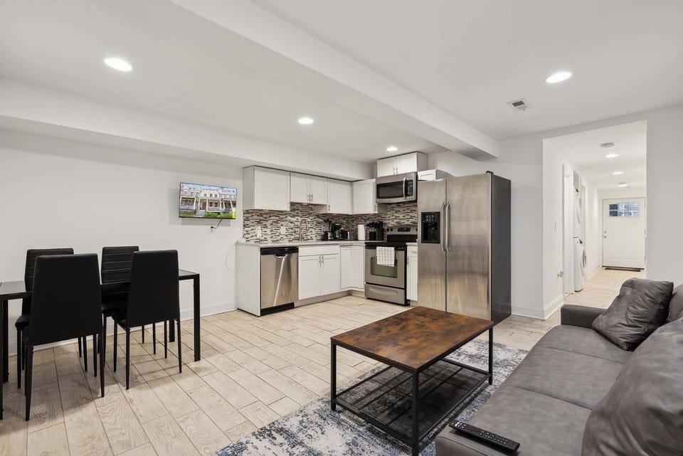 Living and dining room with full kitchen