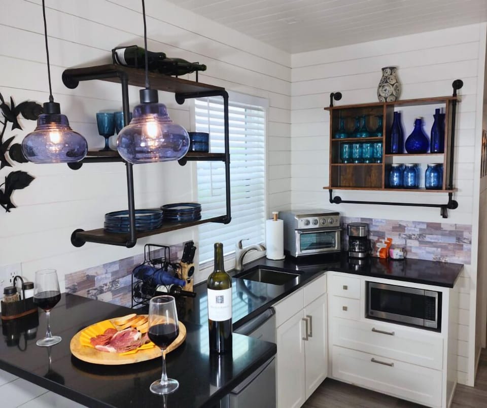 Modern Kitchenette: Stylish space with sleek decor, perfect for culinary adventures in wine country!