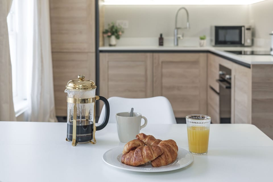 Fresh coffee and croissants are better when enjoyed in your own fully-equipped serviced apartment