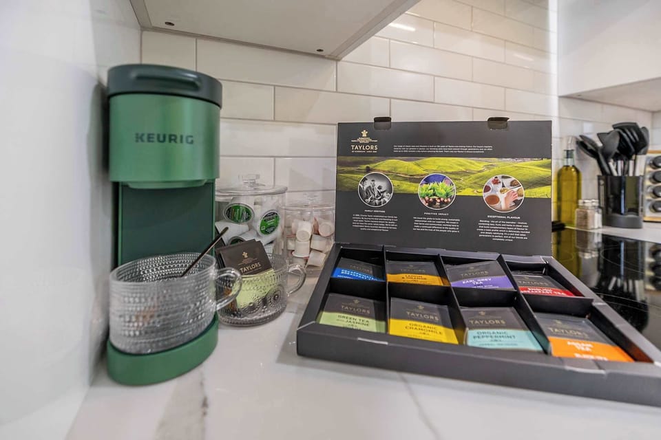 Morning starts here! Enjoy a variety of Taylors teas or pop in a Keurig pod for that perfect cup of coffee. Whether you’re a sipper or a caffeine chaser, we’ve got your go-to brew covered.
