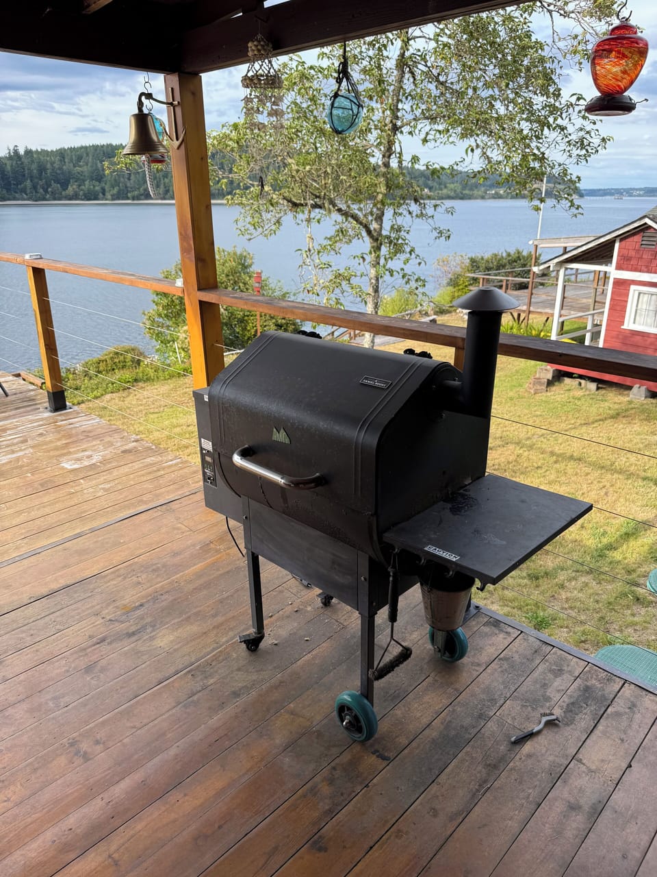 Covered deck with Green Mountain Smoker
