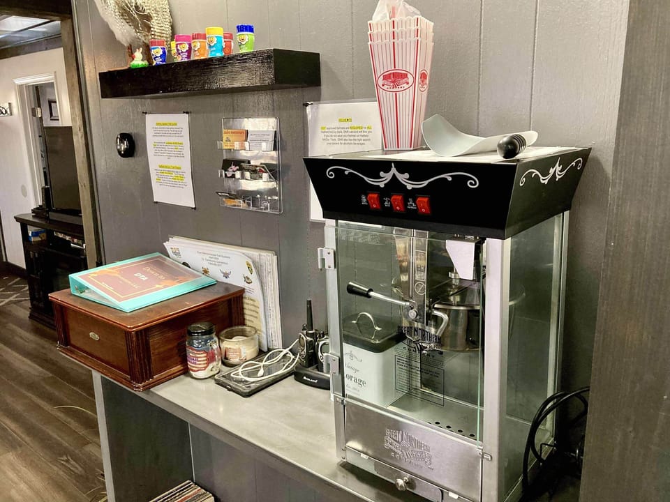 Popcorn maker, vinal records, trail maps