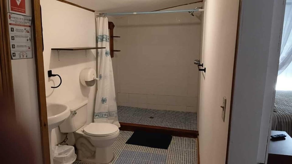 Shower, towels, soap, shampoo
