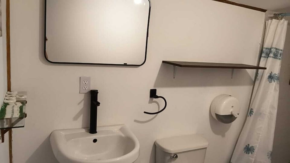 Shower, towels, soap, shampoo