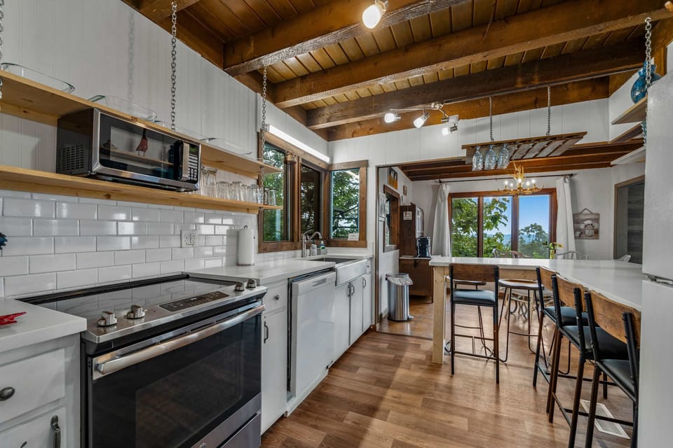 Open Kitchen with Modern Appliances and Scenic Views
