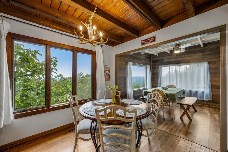 Breakfast Table Looking out at the Trees