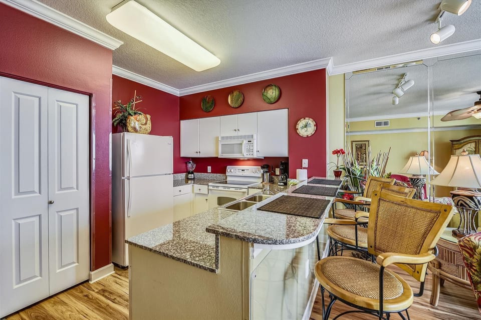 Kitchen with counter seating
Standard coffee pot